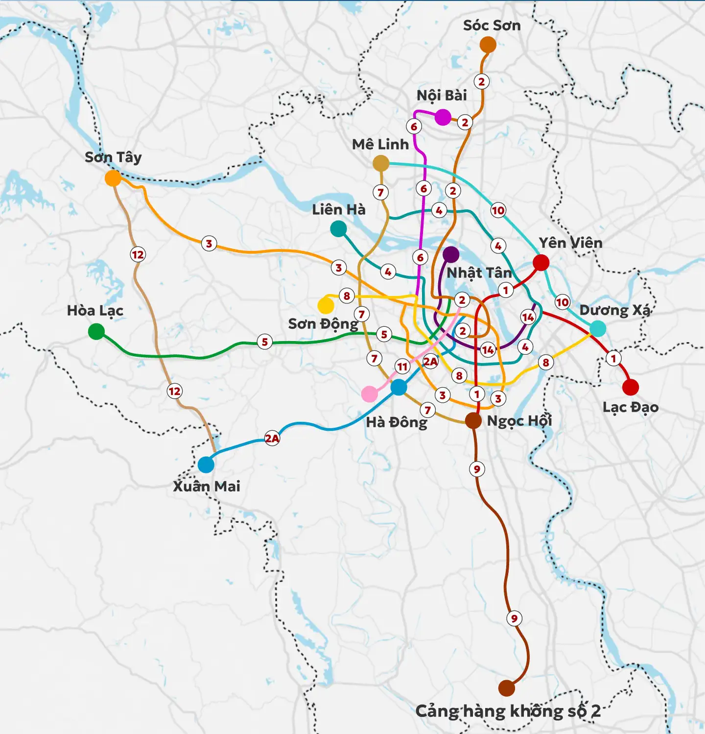 Bản đồ các tuyến Metro Hà Nội
