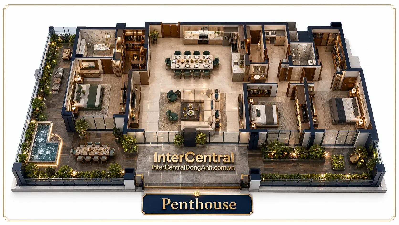 Thiết kế Penthouse Aquavia InterCentral Đông Anh