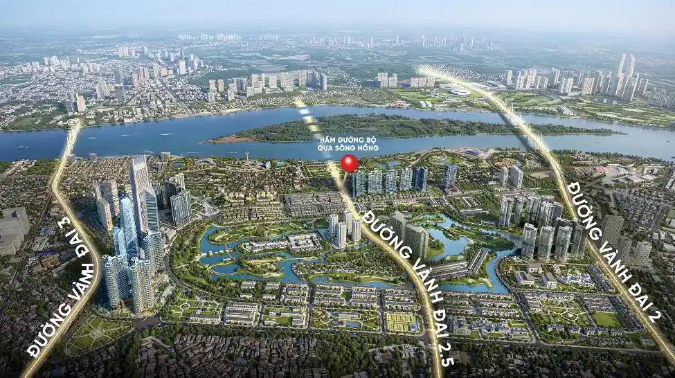 Vị trí đường bộ qua sông Hồng - InterCentral