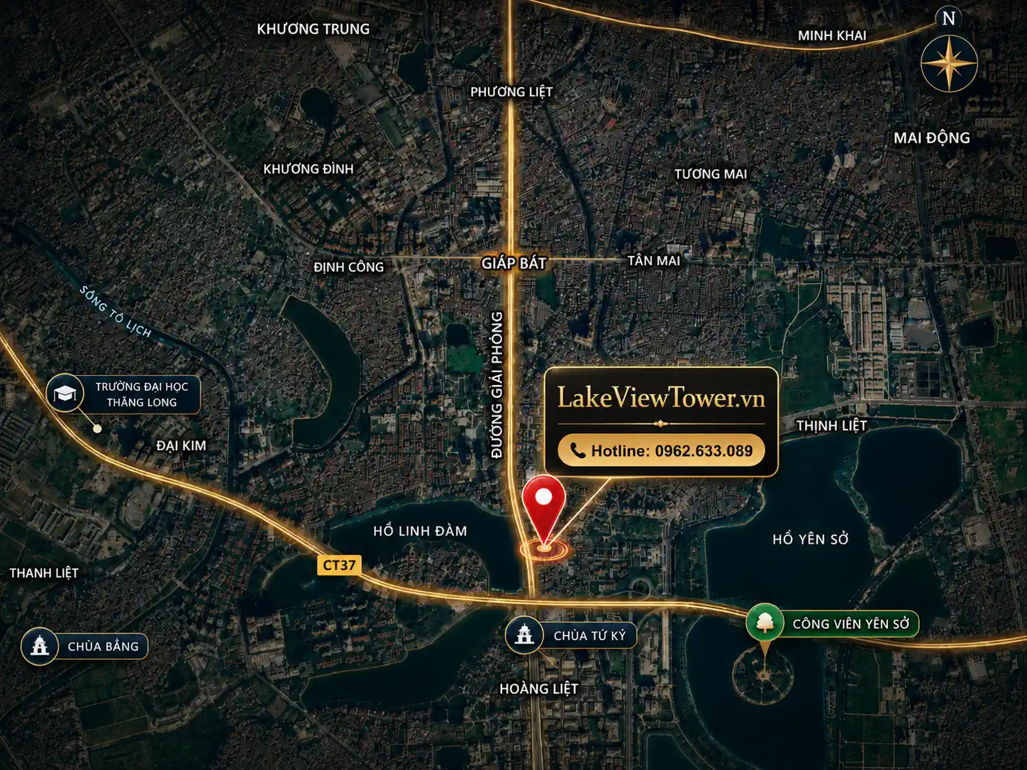 Vị trí dự án LakeView Tower Giải Phóng