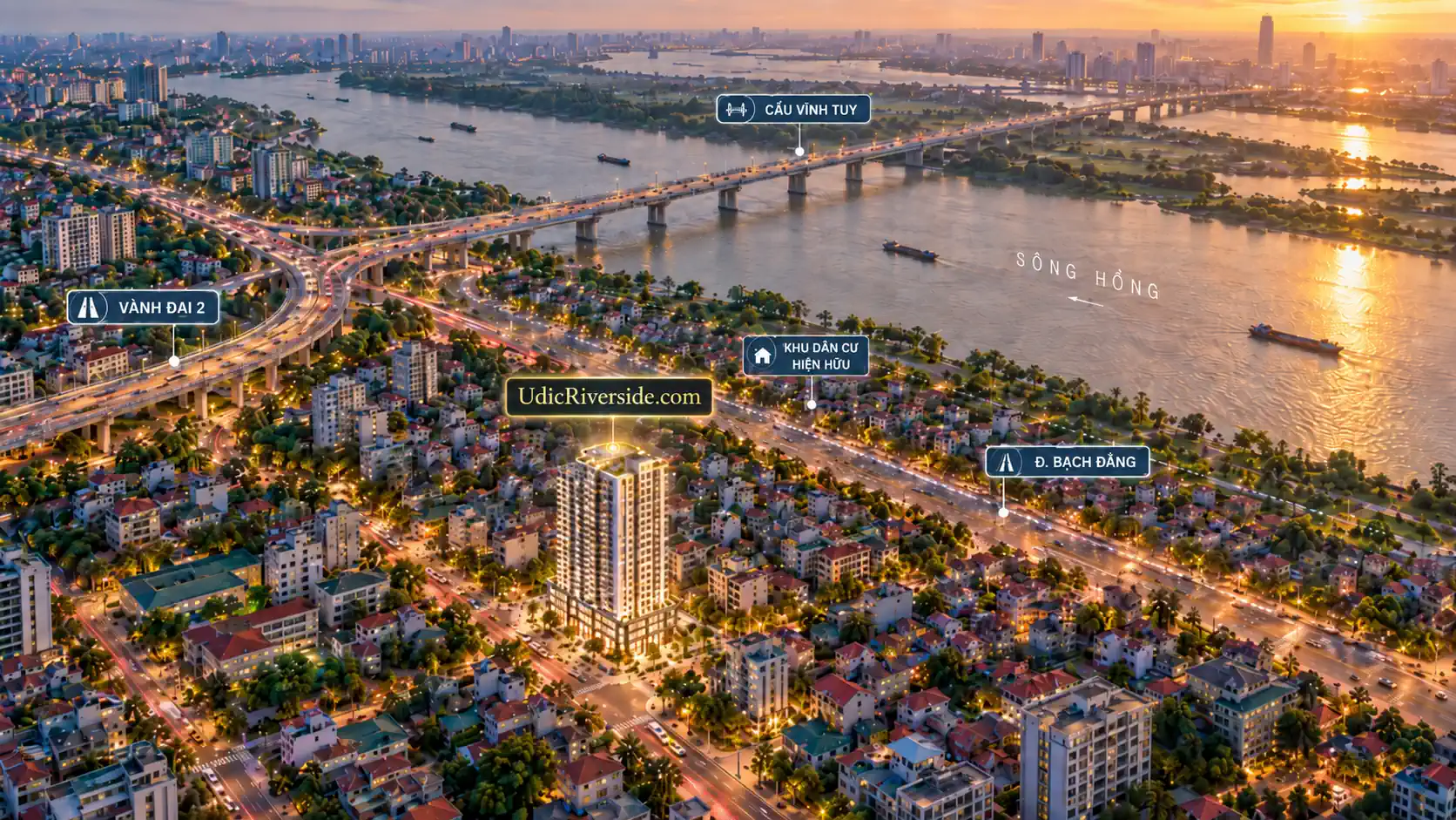 Toàn cảnh UDIC Riverside 2 tại khu vực Vĩnh Tuy