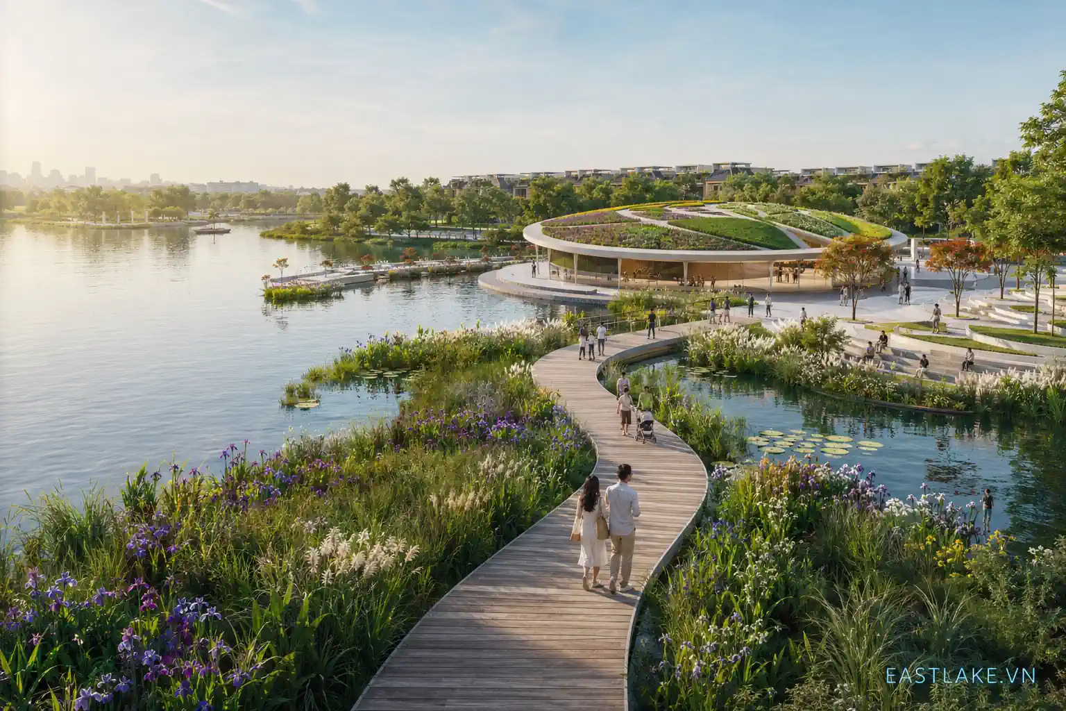 Hình thiết kế cảnh quan East Lake City phục vụ tìm hiểu tổ chức không gian ven hồ